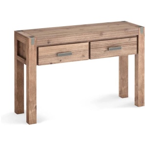 Hall Table 2 Storage Drawers Solid Acacia Wooden Frame Hallway in Oak Color