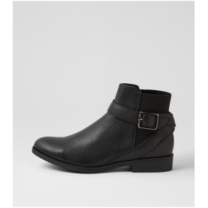 Hush Puppies Chapel Hp Black Leather Black Boots Womens Shoes Casual Ankle Boots