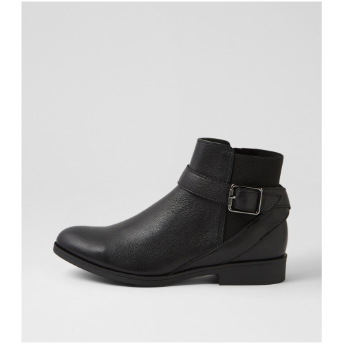 Hush Puppies Chapel Hp Black Leather Black Boots Womens Shoes Casual Ankle Boots