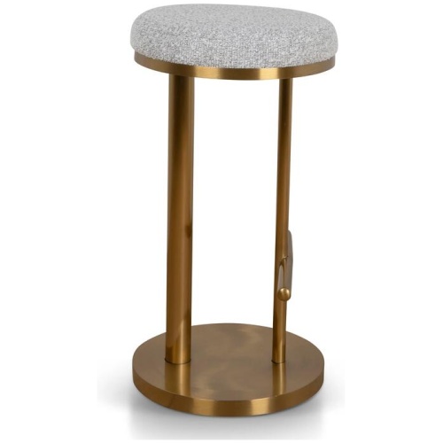 Jovan 68cm Brushed Gold Bar Stool - Silver Grey Boucle by Interior Secrets - AfterPay Available