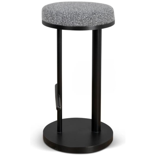 Jovan 68cm Matte Black Bar Stool - Graphite Grey Boucle by Interior Secrets - AfterPay Available