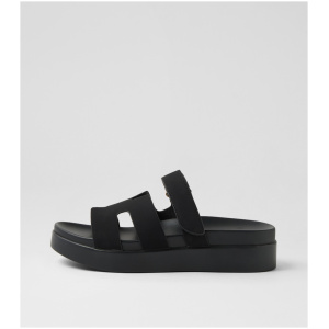 Laguna Quays Joss Lq Black Microsuede Black Sandals Womens Shoes Casual Sandals Flat Sandals