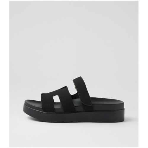 Laguna Quays Joss Lq Black Microsuede Black Sandals Womens Shoes Casual Sandals Flat Sandals
