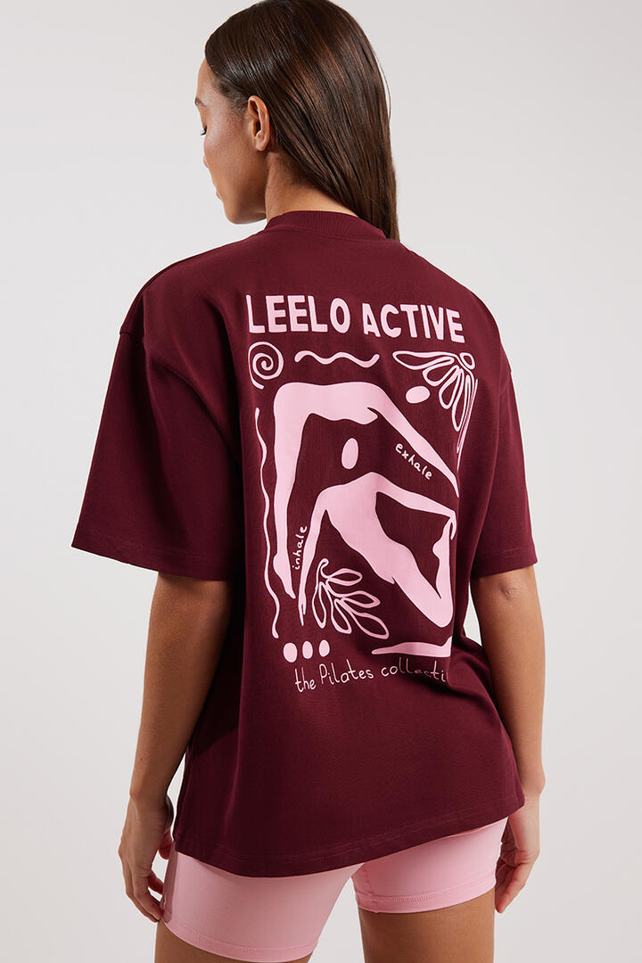 Leelo Active V5 Pilates Collection Tee Cherry Cola/Peony