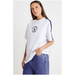 Majestic Oversized Striped Tee Optic White/Navy