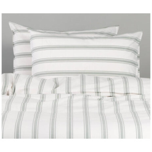 Modella Stripe Quilt Cover Set - White, Single, 100% Cotton