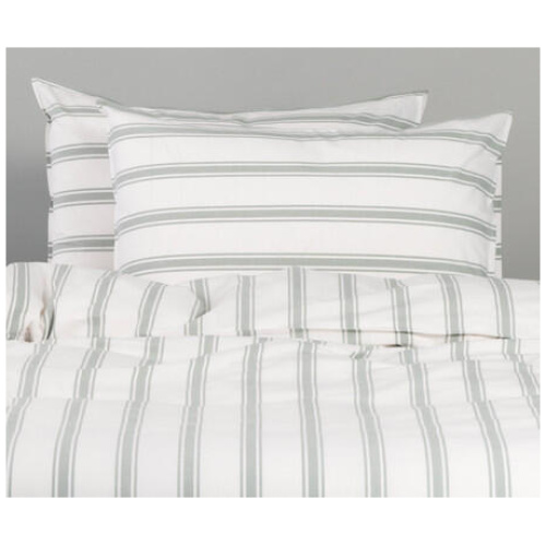 Modella Stripe Quilt Cover Set - White, Single, 100% Cotton