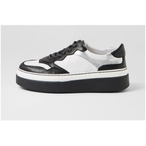 Mollini Aware Mo White Black Leather White Black Sneakers Womens Shoes Casual Casual Sneakers