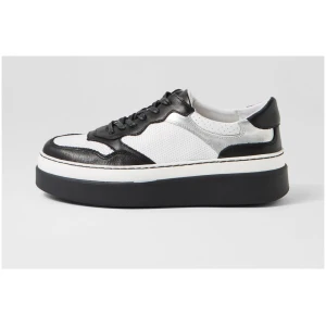 Mollini Aware Mo White Black Leather White Black Sneakers Womens Shoes Casual Casual Sneakers