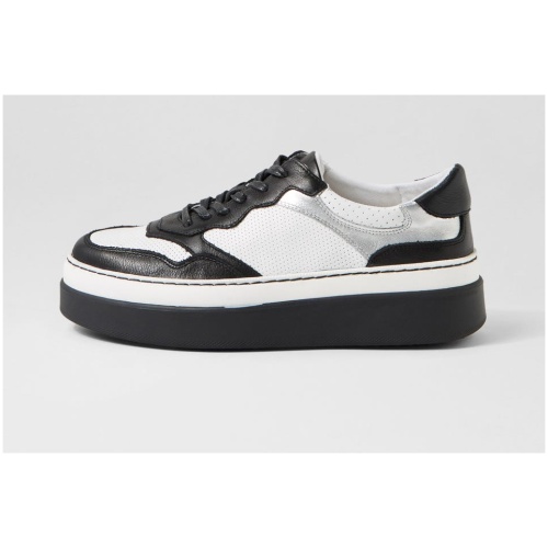 Mollini Aware Mo White Black Leather White Black Sneakers Womens Shoes Casual Casual Sneakers