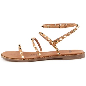 Mollini Layora Mo Dk Tan Leather Dk Tan Sandals Womens Shoes Casual Sandals Flat Sandals