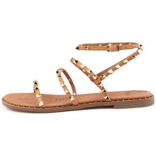 Mollini Layora Mo Dk Tan Leather Dk Tan Sandals Womens Shoes Casual Sandals Flat Sandals