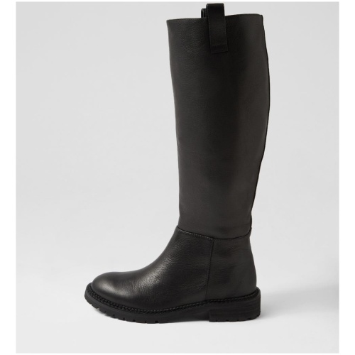 Mollini Rivah Mo Black Black Heel Leather Black Black Heel Boots Womens Shoes Casual Long Boots
