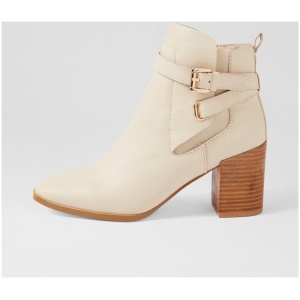 Nude Adelaide Nu Cream Leather Cream Boots Womens Shoes Casual Ankle Boots