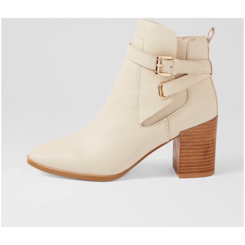 Nude Adelaide Nu Cream Leather Cream Boots Womens Shoes Casual Ankle Boots