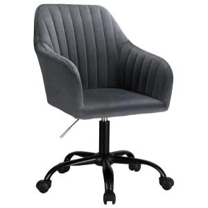 Office Chair Velvet Seat Dark Grey