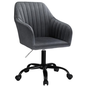 Office Chair Velvet Seat Dark Grey