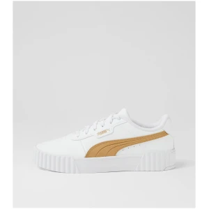 Puma Carina 3.0 Aqua Metallics W Pm White Light Sand Gold Leather White Light Sand Gold Sneakers Womens Shoes Casual Casual Sneakers