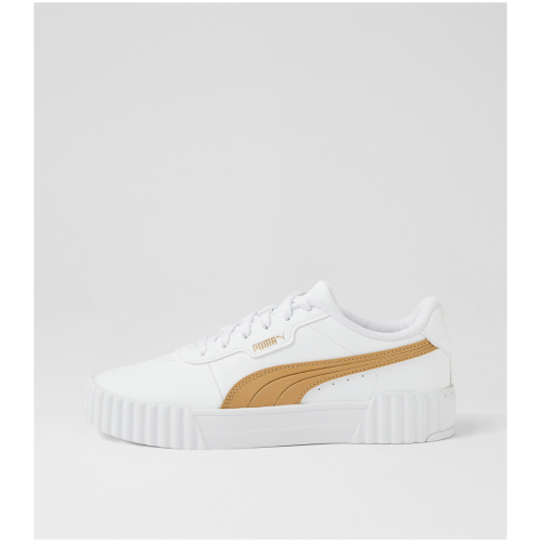 Puma Carina 3.0 Aqua Metallics W Pm White Light Sand Gold Leather White Light Sand Gold Sneakers Womens Shoes Casual Casual Sneakers