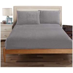 Ramesses Teddy Fleece Fitted Sheet Combo Set Charcoal Queen