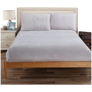 Ramesses Teddy Fleece Fitted Sheet Combo Set Grey Queen