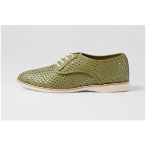 Rollie Derby Punch Overlay Olive Silver Leather Olive Silver Shoes Womens Shoes Casual Flat Shoes