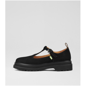 Rollie Loafer T Bar Step Rl Black Suede Black Shoes Womens Shoes Casual Flat Shoes