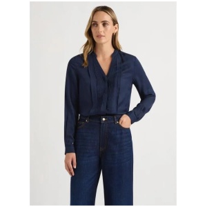 Silk Blend Pintuck Shirt