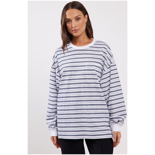Stylerunner Asher Long Sleeve Tee Navy Stripe