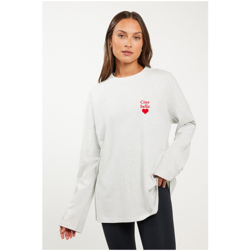 Stylerunner Blair Heart Long Sleeve Tee Light Grey Marle