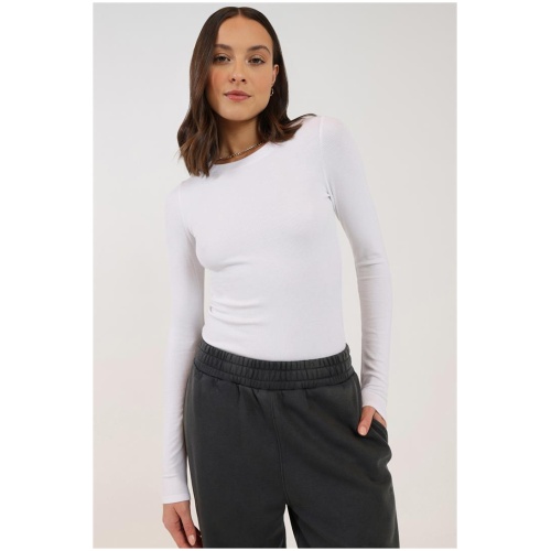 Stylerunner Refine Fine Rib Long Sleeve Tee White