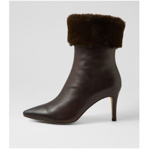 Top End Belos To Choc Leather Fur Choc Boots Womens Shoes Casual Ankle Boots