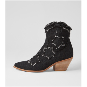Top End Dibi To Black Denim Fabric Black Denim Boots Womens Shoes Casual Ankle Boots
