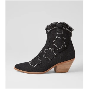 Top End Dibi To Black Denim Fabric Black Denim Boots Womens Shoes Casual Ankle Boots