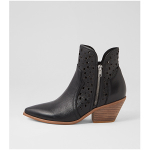 Top End Dozza To Black Natural Heel Leather Black Natural Heel Boots Womens Shoes Casual Ankle Boots