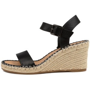Top End Grogor To Black Natural Rope Leather Black Natural Rope Sandals Womens Shoes Casual Heeled Sandals