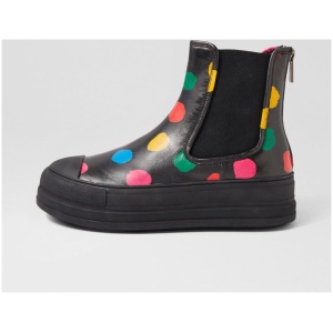 Top End Hotchy To Black Spot Leather Elastic Black Spot Boots Womens Shoes Casual Ankle Boots