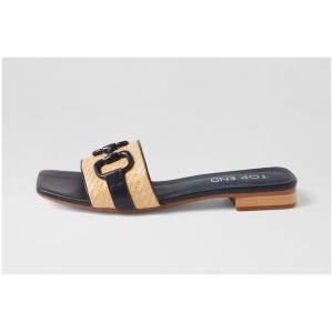 Top End Kuzil To Navy Natural Syn Raffia Leather Navy Natural Sandals Womens Shoes Casual Sandals Flat Sandals
