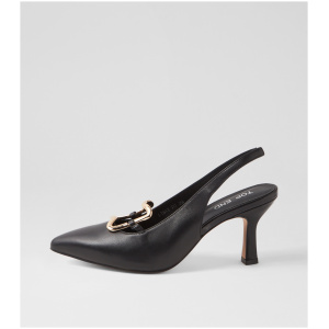 Top End Linky To Black Leather Black Shoes Womens Shoes Dress Heeled Shoes