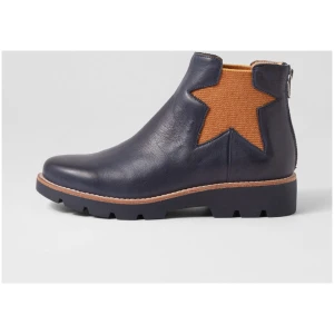 Top End Missha To Dk Navy Cognac Leather Elastic Dk Navy Cognac Boots Womens Shoes Casual Ankle Boots