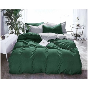 1000TC Reversible King Size Green and Grey Duvet Quilt Cover Set