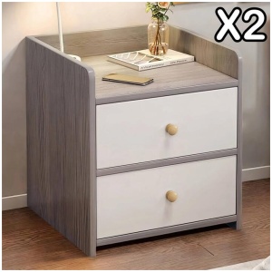 2x Modern bedside table with drawers, minimalist design, bedroom furniture