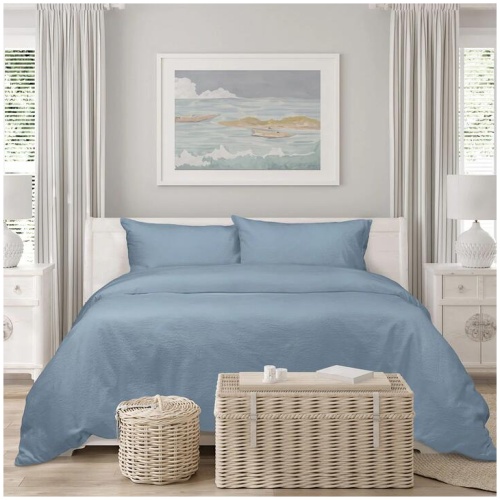 Algodon Romy Blue Cotton Jacquard Quilt Cover Set King