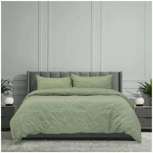 Ardor Adeline Sage Jacquard Damask Quilt Cover Set Queen