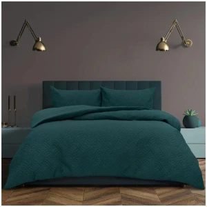 Ardor Asher Deep Teal Embossed Vintage Washed Quilt Cover Set King