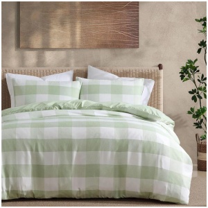 Ardor Ashlea Sage Oversized Waffle Check Quilt Cover Set Queen