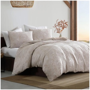 Ardor Avena Almond Textured Floral Jacquard Quilt Cover Set Queen