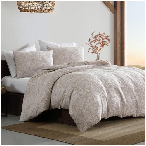 Ardor Avena Almond Textured Floral Jacquard Quilt Cover Set Queen
