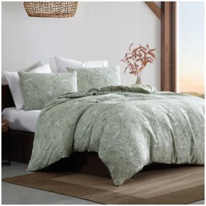 Ardor Avena Green Textured Floral Jacquard Quilt Cover Set Queen