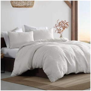 Ardor Avena White Textured Floral Jacquard Quilt Cover Set King